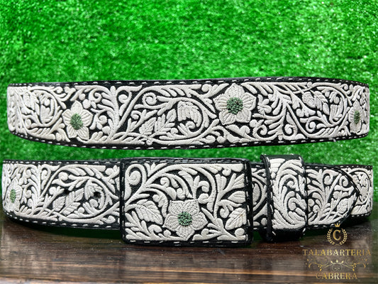 Cinto Piteado Rameado con Flor Verde