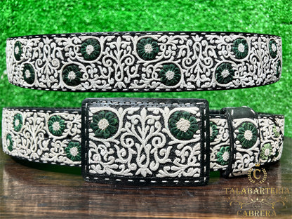 Cinto Piteado Rameado con Flor Verde