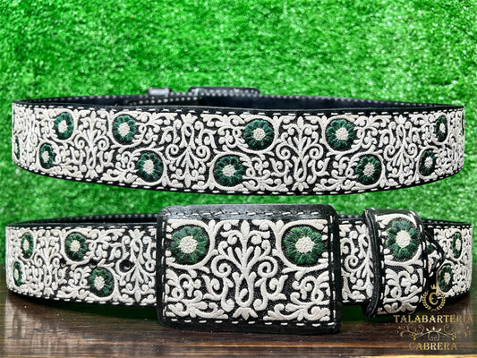 Cinto Piteado Rameado con Flor Verde