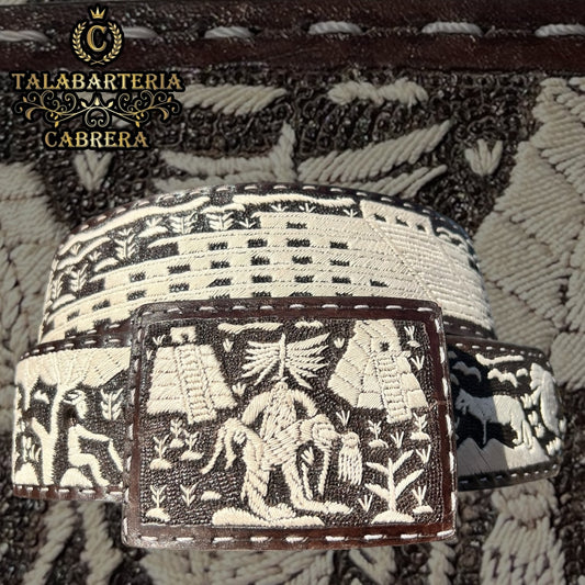 Cinturón Piteado Diseño Azteca