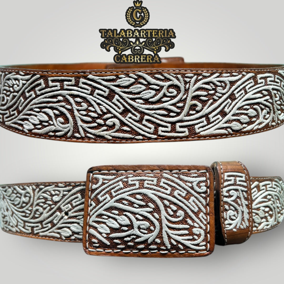 Cinturón Piteado, Diseño Rameado con Grecas