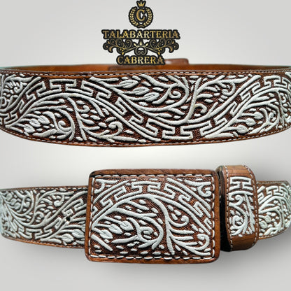 Cinturón Piteado, Diseño Rameado con Grecas